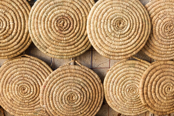 Fototapeta premium Wicker plates on the market in Egypt