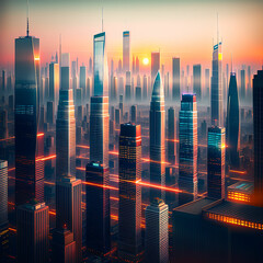 A giant building on a city skyline, beautiful images