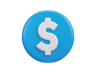 dollar icon with circle button 3d rendering vector icon illustration