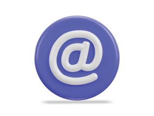 3d email icon on at the rate sign social media icon