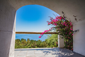 Whitewashed arched balcony overlooking the sea, Vulcano island - Aeolian islands archipelago IT - 686790418
