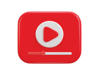3d video play button on social media video streaming icon