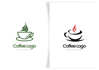 modern Coffee cup, bean and Coffee shop logo collection with label
