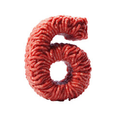 6 Six - 3D Meat Number - Raw Meat - minced meat - transparent PNG