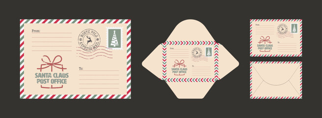 Christmas Envelope Letter to Santa Claus Post Office North Pole Mail
