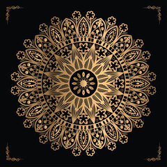 Luxury mandala design gold color Vetor