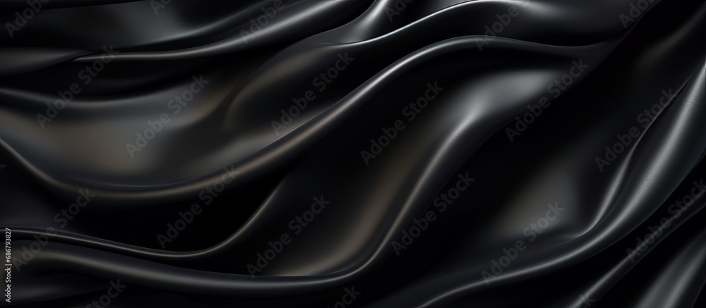 Fototapete Luxurious black silk or satin texture with an abstract background Copy space image Place for adding text or design