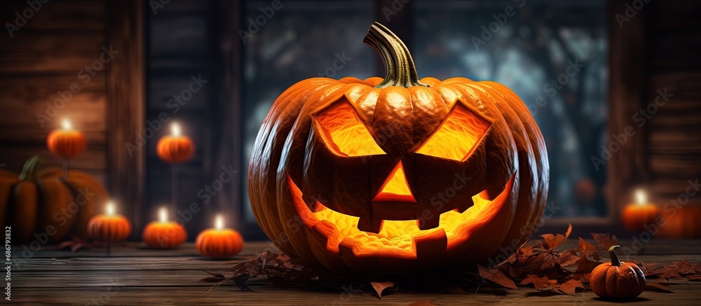 Poster Pumpkin for Halloween Copy space image Place for adding text or design