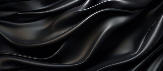 Fototapeta premium Luxurious black silk or satin texture with an abstract background Copy space image Place for adding text or design