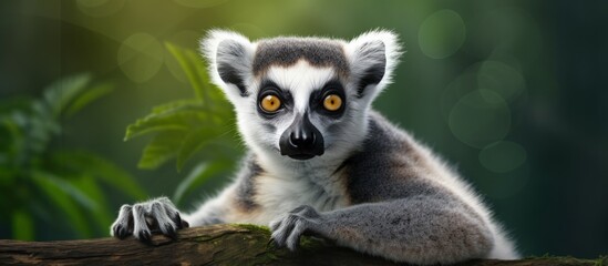 Fototapeta premium lemur catta ring tailed lemur Copy space image Place for adding text or design
