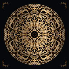 Luxury mandala design gold color Vetor