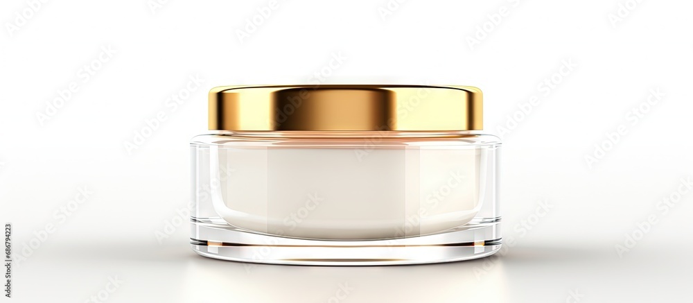 Fototapete golden glass jar isolated on white background copy space image place for adding text or design
