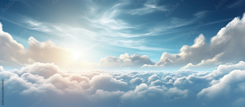 Aufkleber Gorgeous sky with sunbeam Copy space image Place for adding text or design
