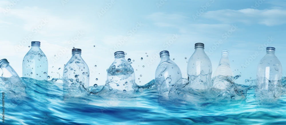 Aufkleber Plastic bottles converted into artwork Copy space image Place for adding text or design
