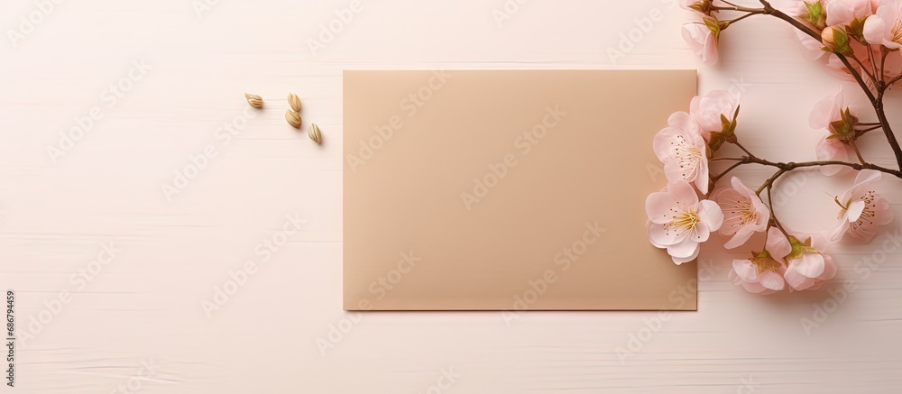 Fototapete mockup of a wedding invitation with envelope and empty card copy space image place for adding text o