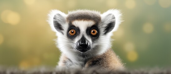 lemur catta ring tailed lemur Copy space image Place for adding text or design - obrazy, fototapety, plakaty