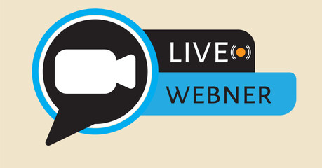 Online  Webinar Button. Video Internet conference icon. Live stream, internet education. Internet broadcast. Live video streaming. Online conference, distance communication. Team meeting, Remote work
