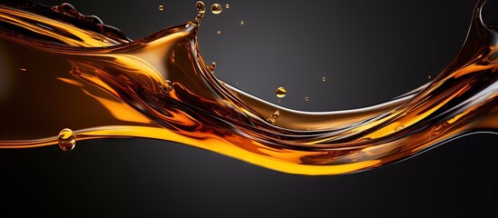 Motor oil flows from the bottle s neck Copy space image Place for adding text or design