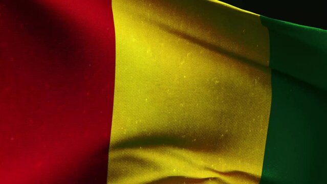 guinea flag waving closeup. Highly Detail 3D Rendered video footage for national or government celebration, patriotism and  social media content.