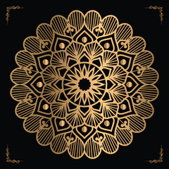 Luxury mandala design gold color Vetor