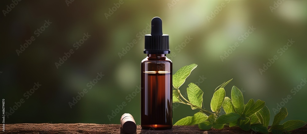 Poster organic bio alternative medicine dropper bottle for natural remedies and aromatherapy copy space ima