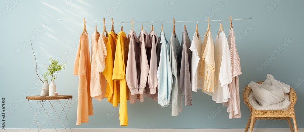 Poster Laundry drying in bathroom with text space Copy space image Place for adding text or design