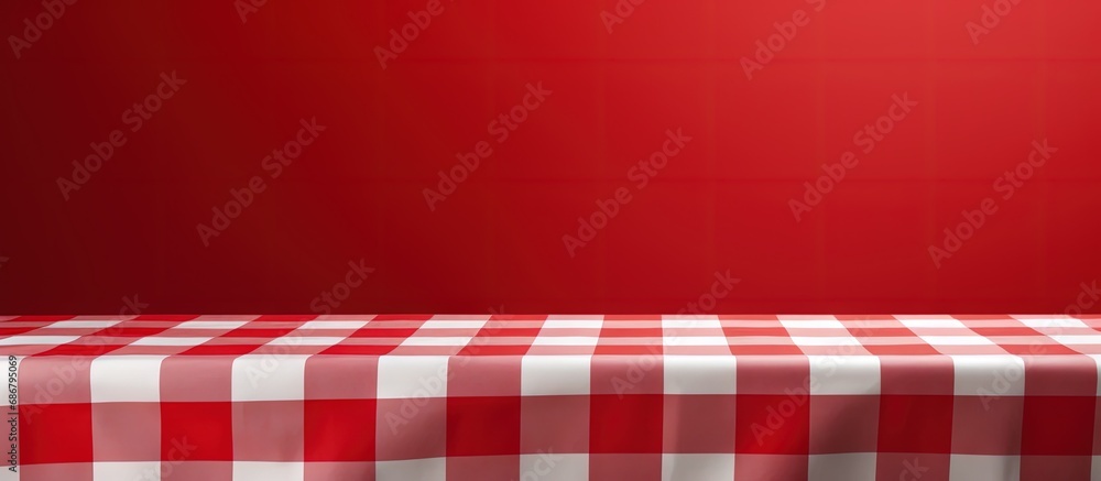Aufkleber red and white patterned fabric copy space image place for adding text or design
