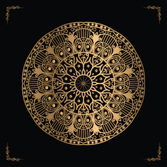 Luxury mandala design gold color Vetor