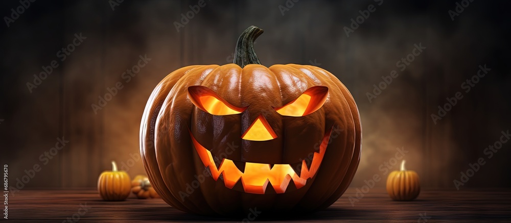 Poster pumpkin for halloween copy space image place for adding text or design