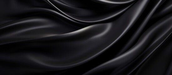 Obraz premium Luxurious black silk or satin texture with an abstract background Copy space image Place for adding text or design