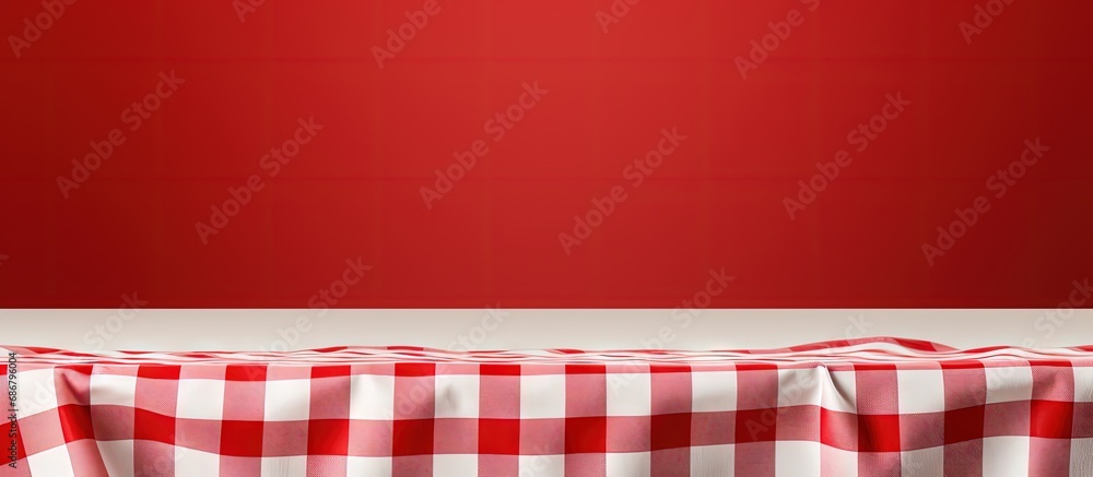 Aufkleber red and white patterned fabric copy space image place for adding text or design