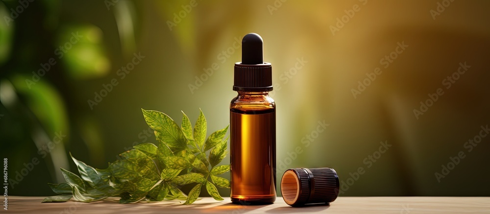 Poster organic bio alternative medicine dropper bottle for natural remedies and aromatherapy copy space ima