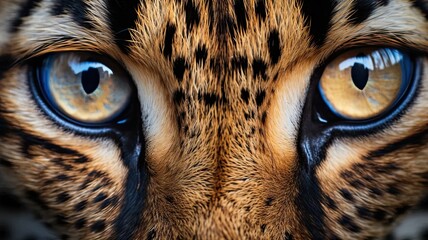 Close-up shots focusing on the features of different wild cats, highlighting their eyes, fur patterns, and unique characteristics - obrazy, fototapety, plakaty