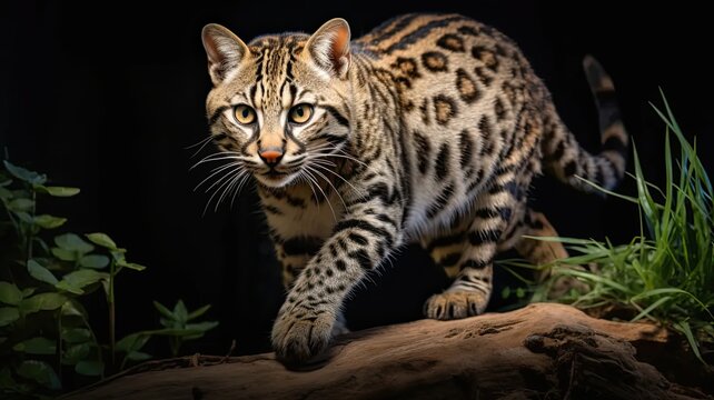 Photographs of various wild cat species in their natural habitats, showcasing their agility, strength, and distinctive markings