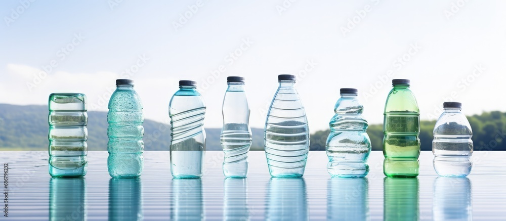 Poster Plastic bottles converted into artwork Copy space image Place for adding text or design