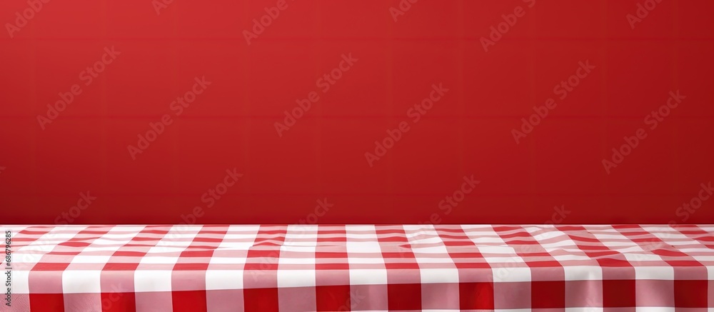 Aufkleber red and white patterned fabric copy space image place for adding text or design