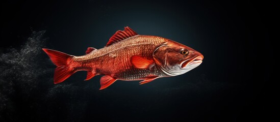 Red silhouette of a redfish or red drum Copy space image Place for adding text or design