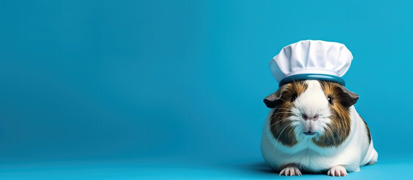 Nurse hat on guinea pig Copy space image Place for adding text or design