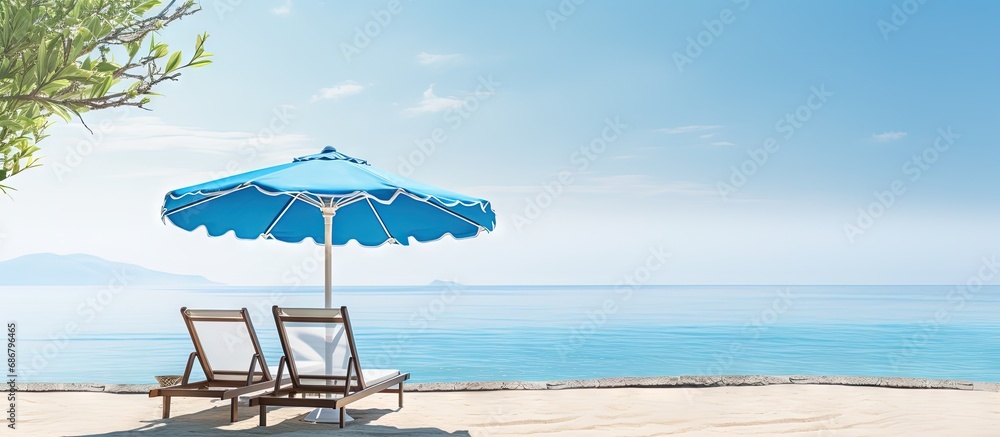 Aufkleber Picturesque resort with poolside amenities for holiday and relaxation Copy space image Place for adding text or design