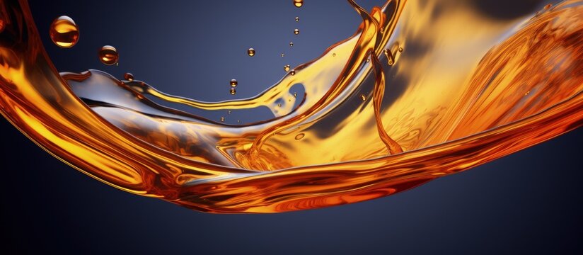 Motor oil flows from the bottle s neck Copy space image Place for adding text or design