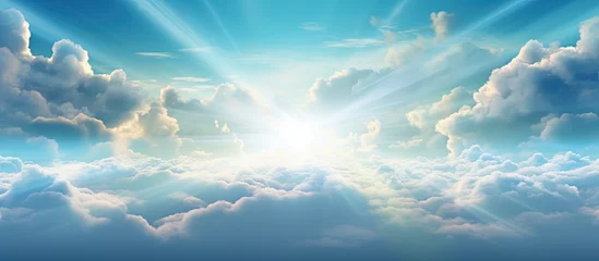 Poster Gorgeous sky with sunbeam Copy space image Place for adding text or design © HN Works