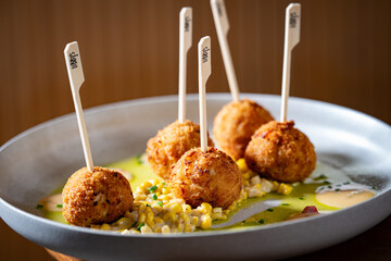 Crab meat and shrimp lollipops.
