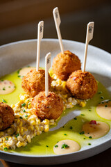 Crab meat and shrimp lollipops.