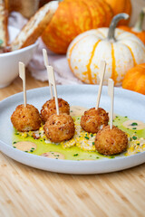 Crab meat and shrimp lollipops.