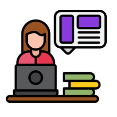 Web Designer Female Flat Multicolor Icon