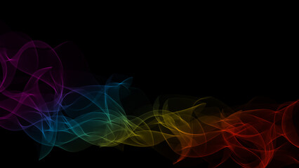 Abstract colorful smoke on black background.