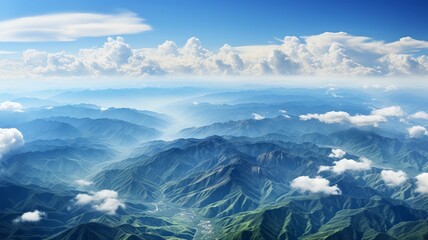 A bird's-eye view of an expansive cloud cover over a mountain range, creating a sense of awe and grandeur in the vastness of the sky 