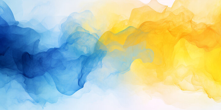Abstract blue yellow watercolor background. For banner and poster. Ukrainian watercolor backdrop with soft blur effect. Ukraine flag colors. Watercolor abstract wallpaper.