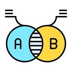 Stacked Venn Flat Multicolor Icon