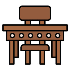 Student Desk Flat Multicolor Icon